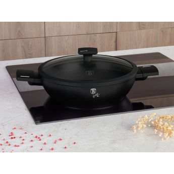 BH8185 Shallow Pot Matte Black -плитка тенджера с капак 28см