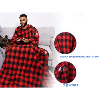 Snuggie Blanket Fleece Red - меко, поларено одеяло с ръкави