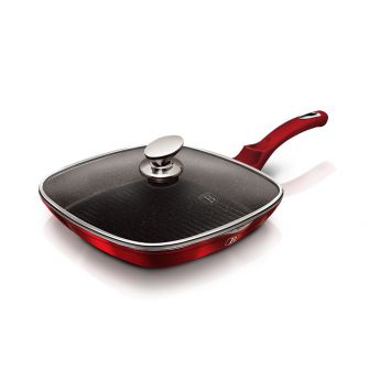 BerlingerHaus BH1613 Burgundy Grill Pan- грил тиган с капак 28 см